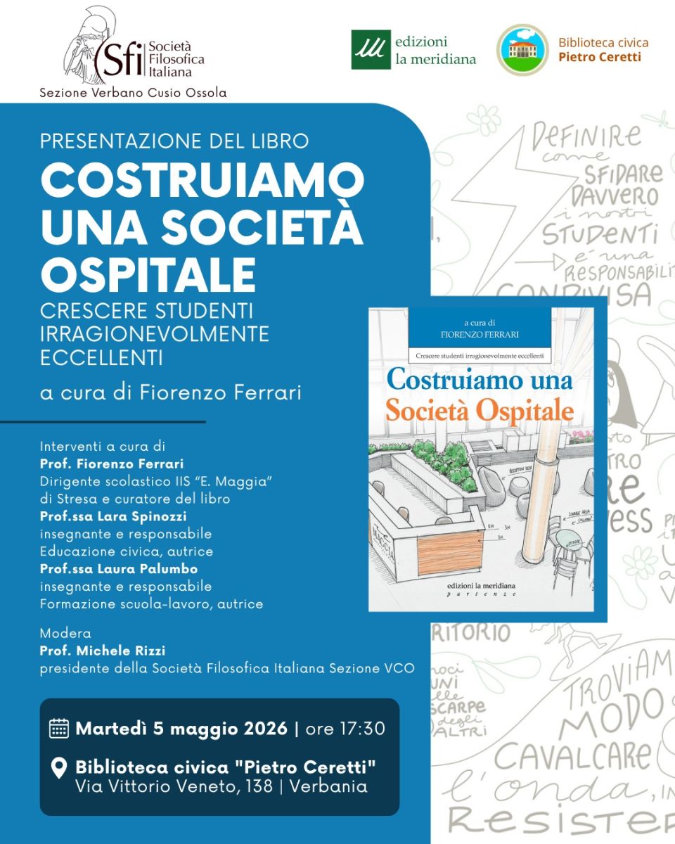 Presentazione del libro "Costruiamo una societ&agrave; ospitale" (SFI VCO)