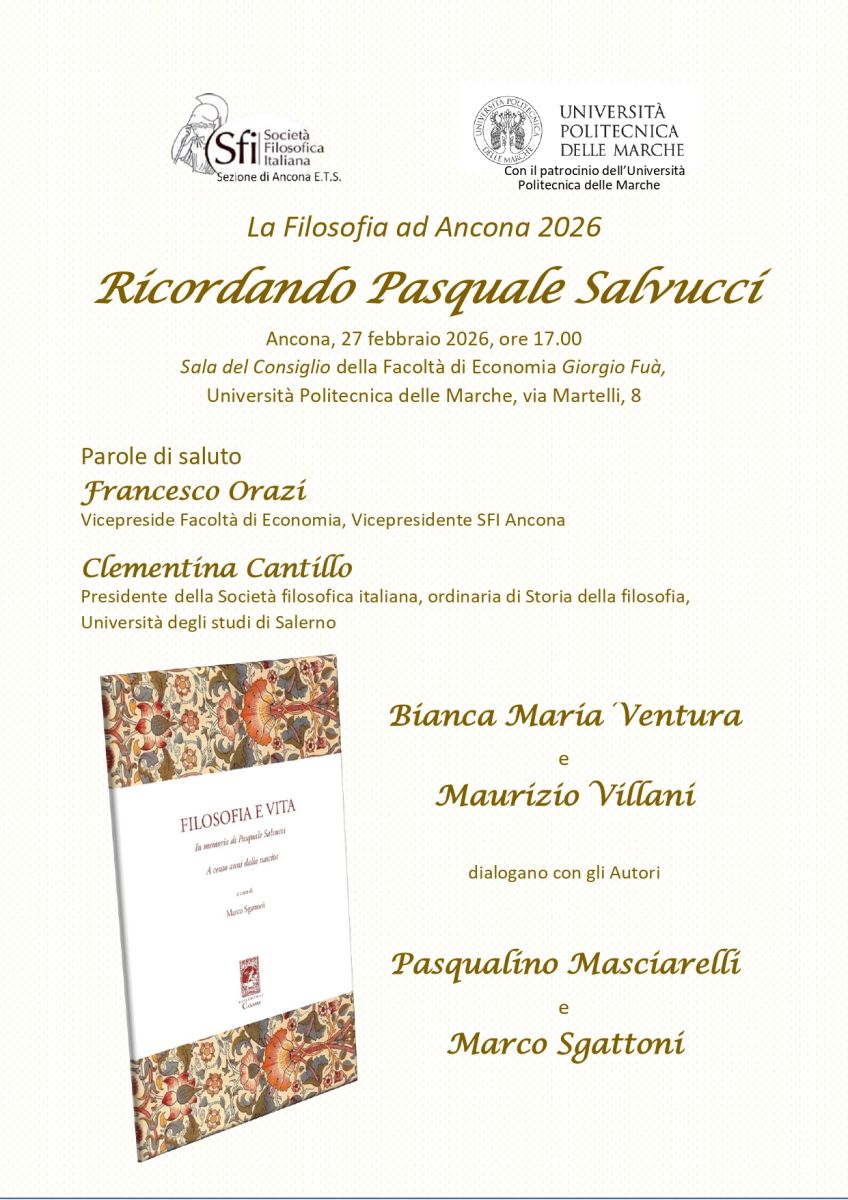 La filosofia ad Ancona 2026 &ndash; Ricordando Pasquale Salvucci (SFI Ancona)