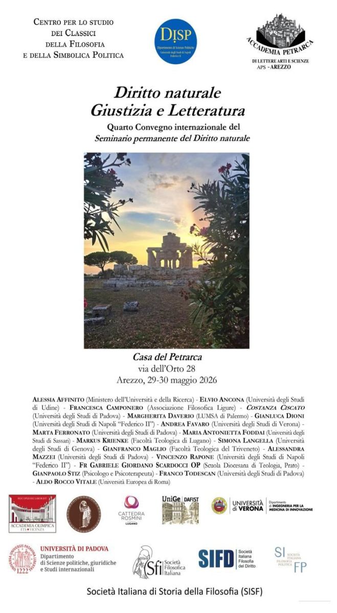 Convegno internazionale "Diritto naturale, Giustizia e Letteratura" (29-30 maggio)