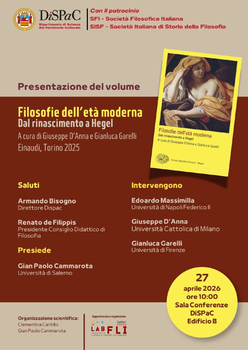 Presentazione del volume "Filosofie dell'et&agrave; moderna. Dal rinascimento a Hegel"