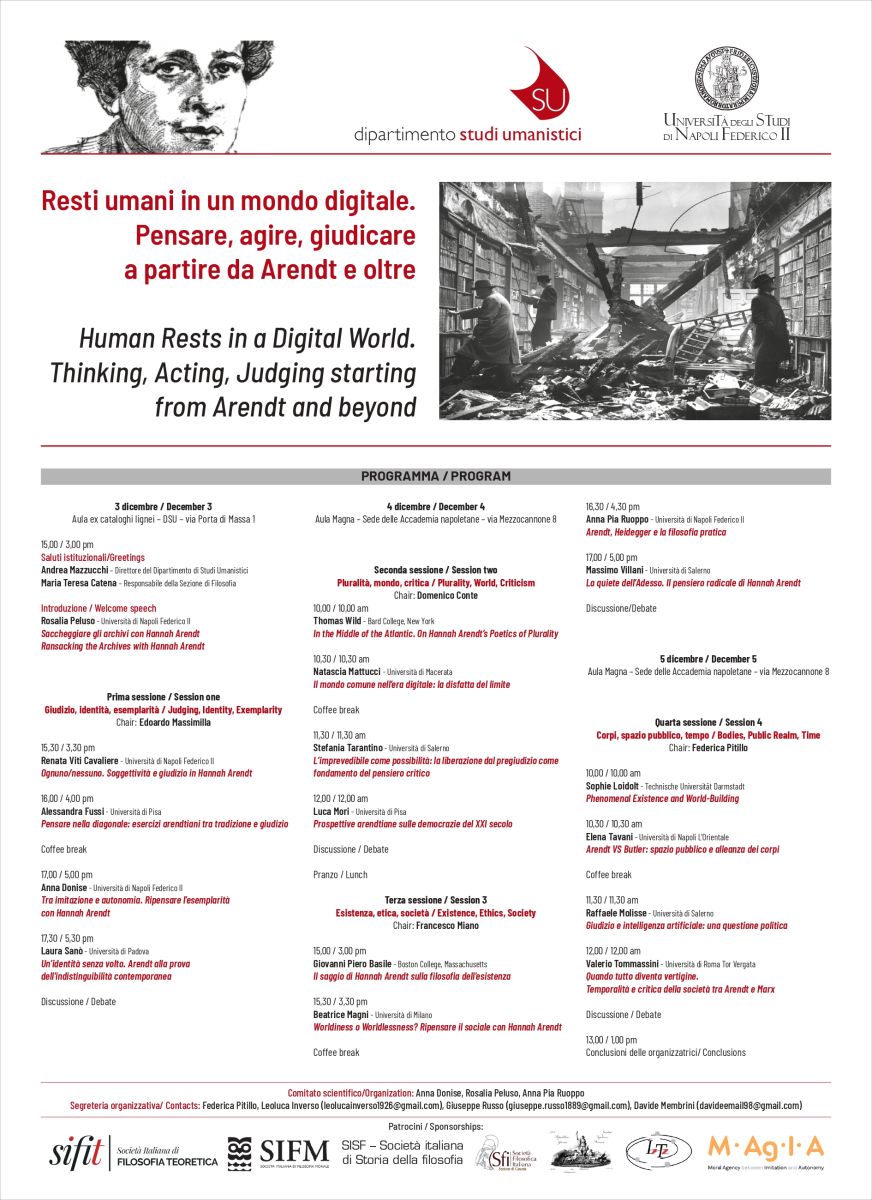 Convegno - Resti umani in un mondo digitale. Pensare, agire, giudicare a partire da Arendt e oltre  (SFI Catania)