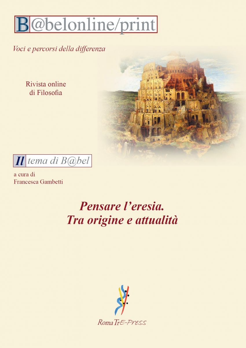 Sezione Romana - Pubblicato il fascicolo n. 4 della rivista B@bel - "Pensare l'eresia. Tra origine e attualit&agrave;"