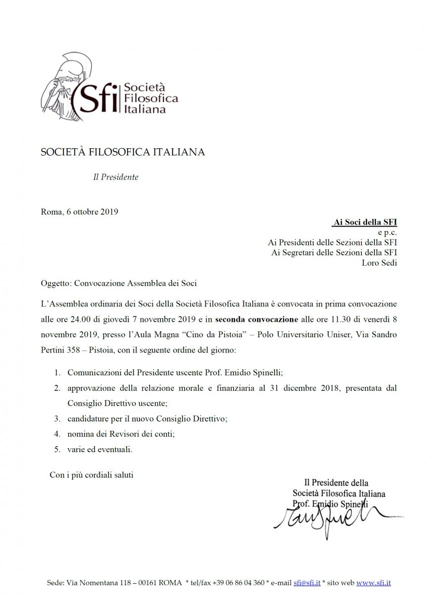 Convocazione Assemblea dei Soci 2019