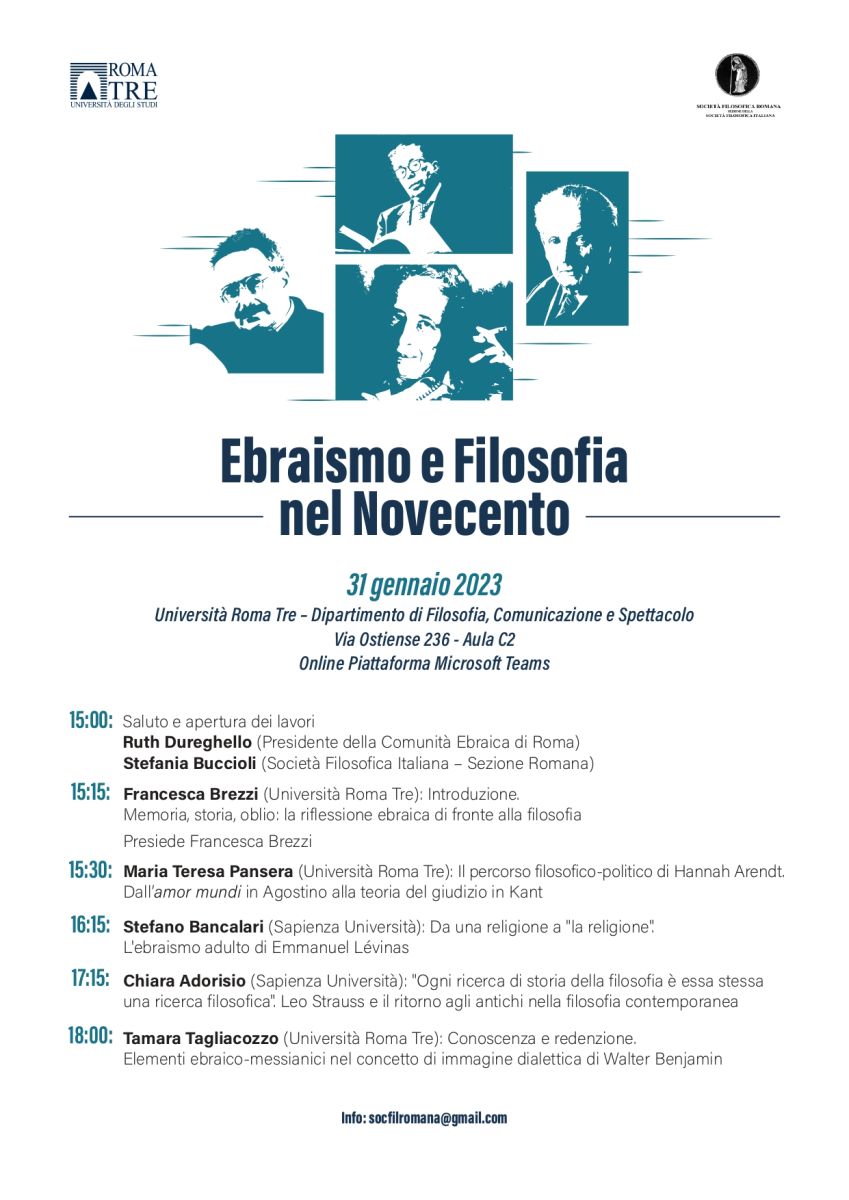 Societ&agrave; Filosofica Romana - Ebraismo e filosofia nel Novecento