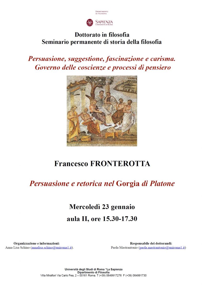 Francesco FRONTEROTTA - Persuasione e retorica nel Gorgia di Platone