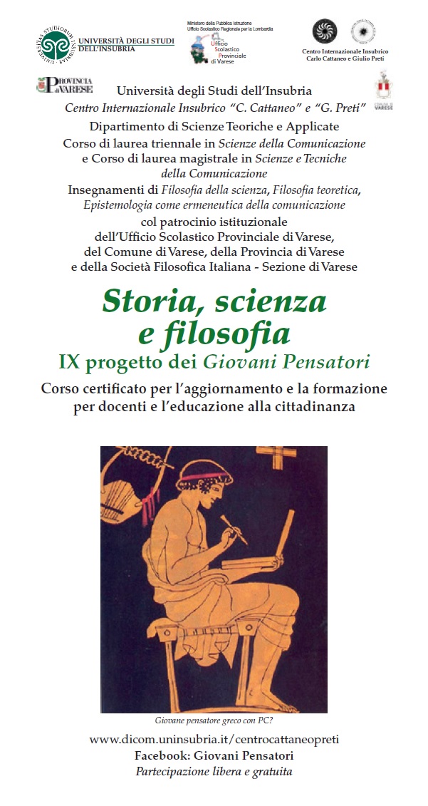 Sezione di Varese: Storia, scienza e filosofia - IX progetto dei Giovani Pensatori (ed. 2017-2018)