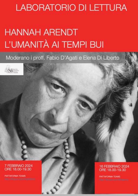Sezione di Palermo - HANNAH ARENDT - L'UMANITA' AI TEMPI BUI (LABORATORIO DI LETTURA)