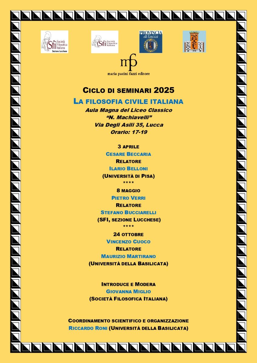 Sezione Lucchese - CICLO DI SEMINARI 2025 - LA FILOSOFIA CIVILE ITALIANA