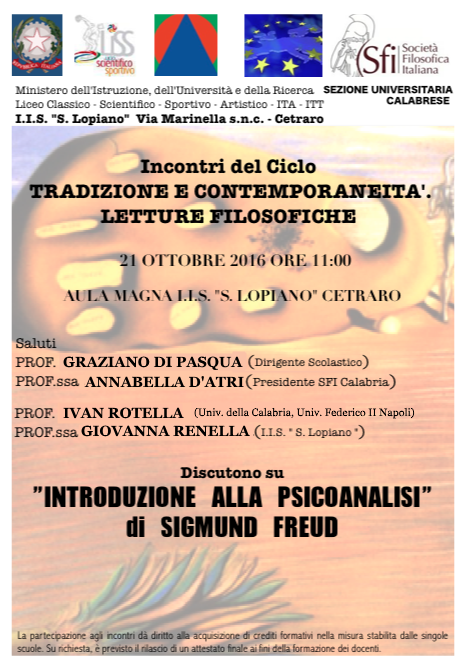 Sezione Universitaria Calabrese - Introduzione alla psicoanalisi di S. Freud (ciclo tradizione e contemporaneità)