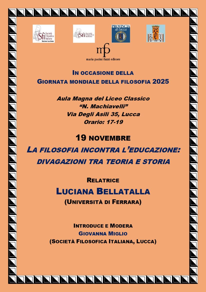 La filosofia incontra l'educazione: divagazioni tra teoria e storia (SFI Lucca per la GMF)