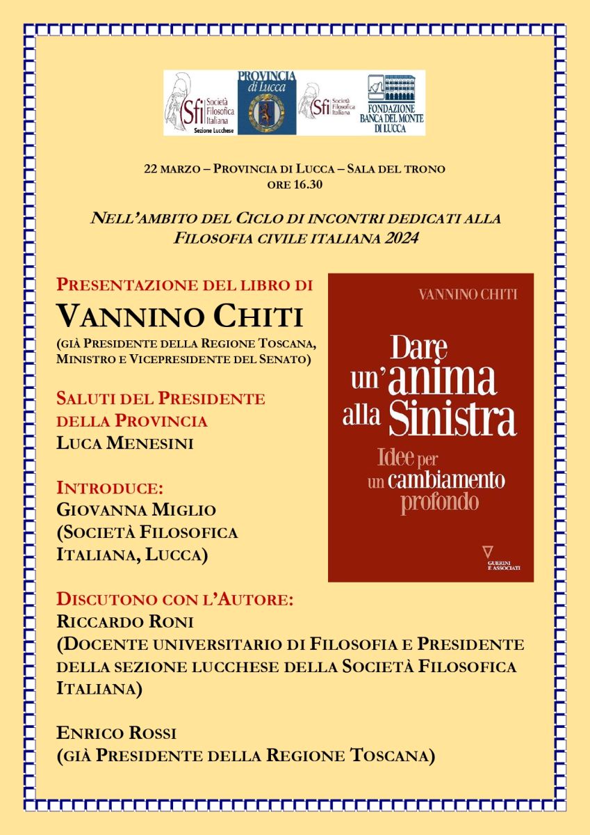 PRESENTAZIONE DEL LIBRO DI VANNINO CHITI