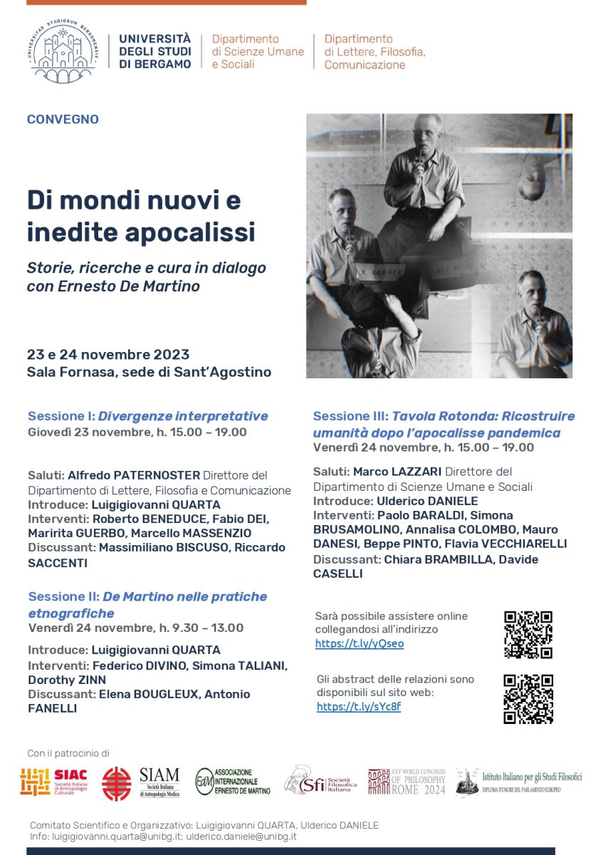 Convegno - Di mondi nuovi e inedite apocalissi. Storie, ricerche e cura in dialogo con Ernesto De Martino