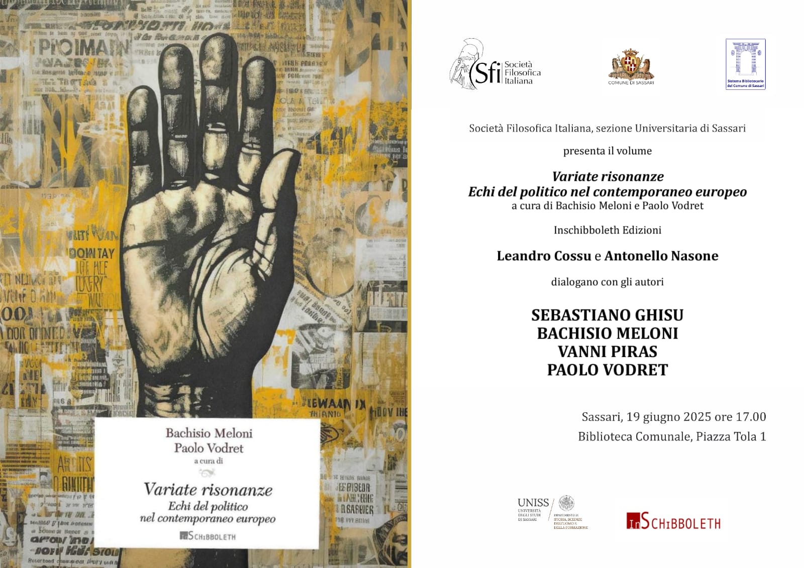 Sezione di Sassari - Presentazione del Volume "Variate risonanze. Echi del politico nel contemporaneo europeo"
