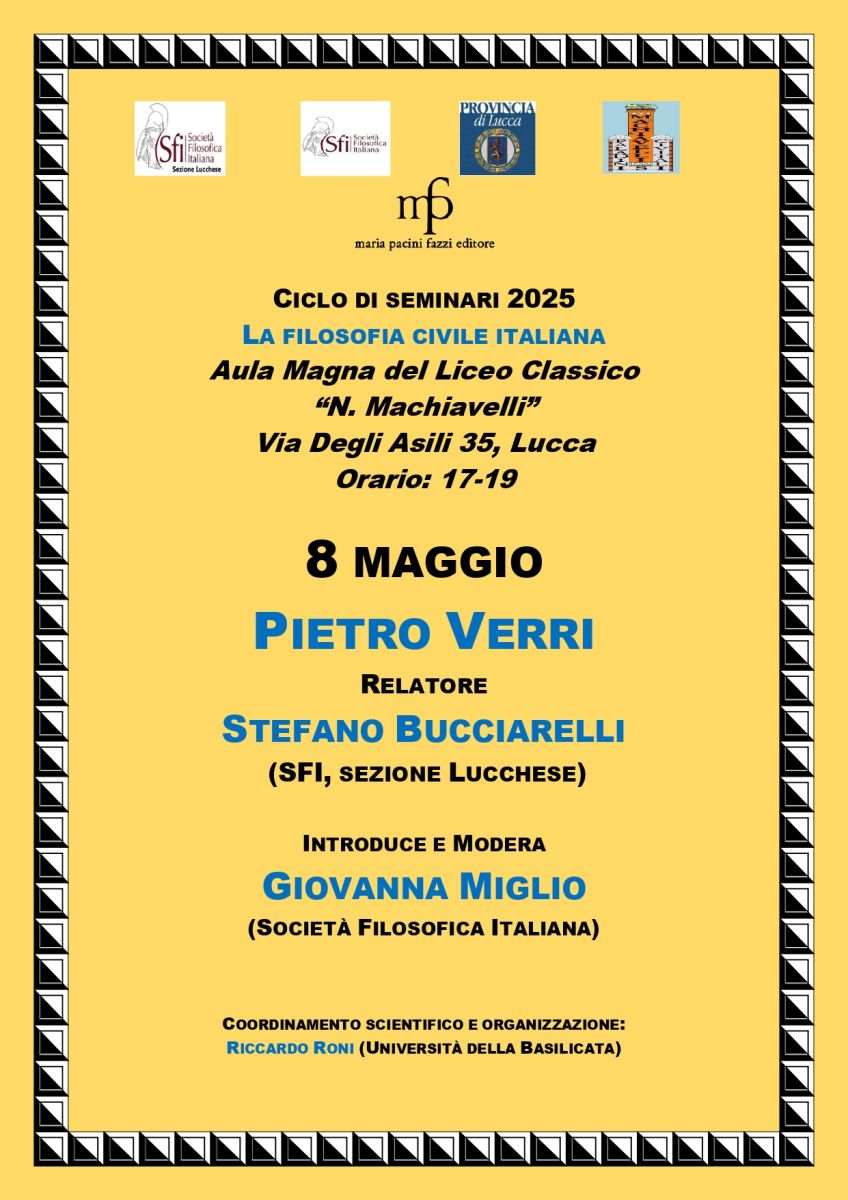 Sezione Lucchese - CICLO DI SEMINARI 2025 LA FILOSOFIA CIVILE ITALIANA - PIETRO VERRI (a cura di STEFANO BUCCIARELLI)