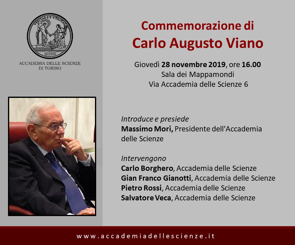 Accademia delle Scienze di Torino - Commemorazione di Carlo Augusto Viano