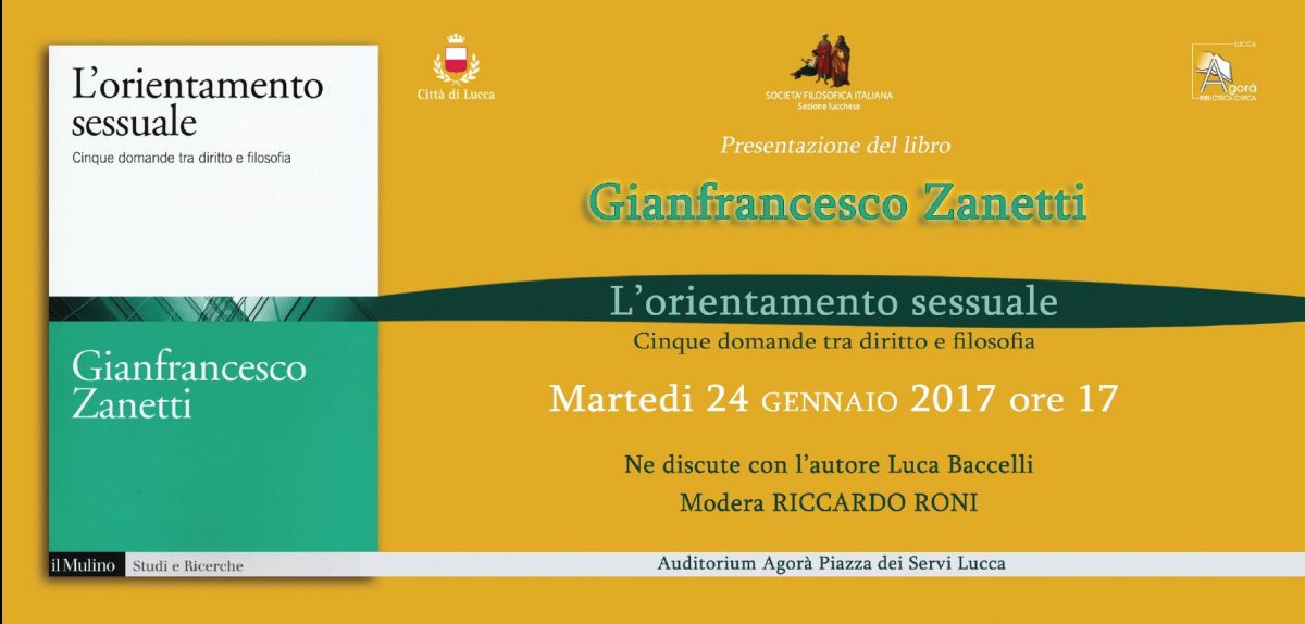 Sezione lucchese - Presentazione del libro L'orientamento sessuale di Gianfrancesco Zanetti