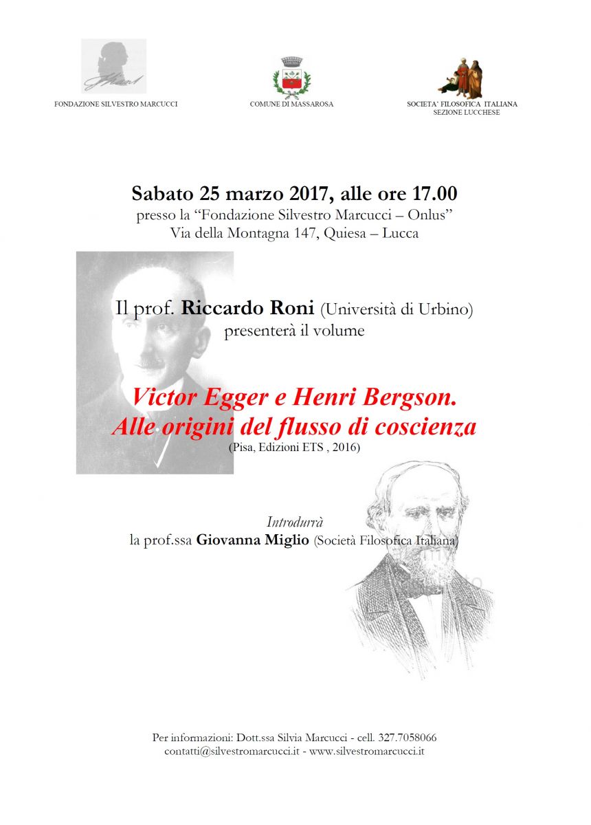 Presentazione del volume Victor Egger e Henri Bergson. Alle origini del flusso di coscienza