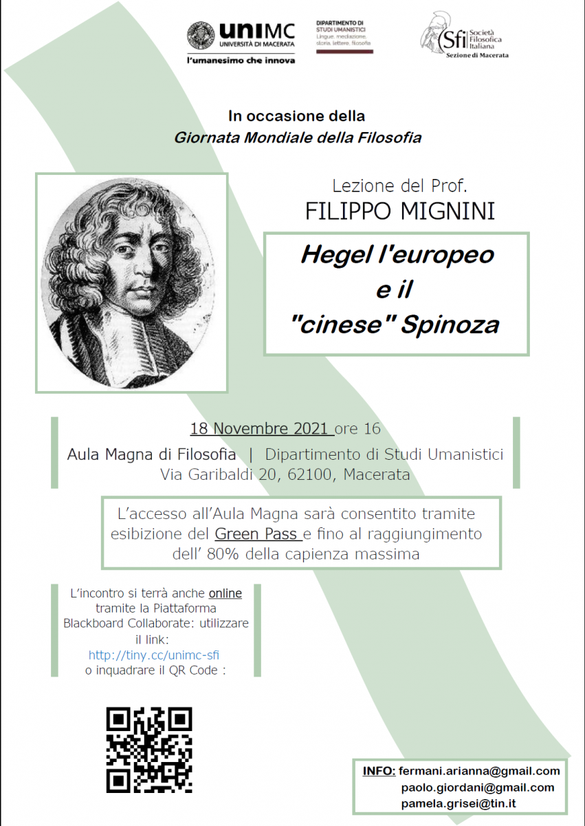 Sezione di Macerata - Lezione del Prof. FILIPPO MIGNINI: Hegel l'europeo e il