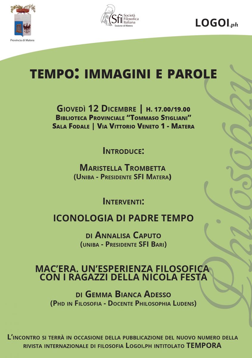 Sezione Lucana di Matera - Seminario - TEMPO: IMMAGINI E PAROLE