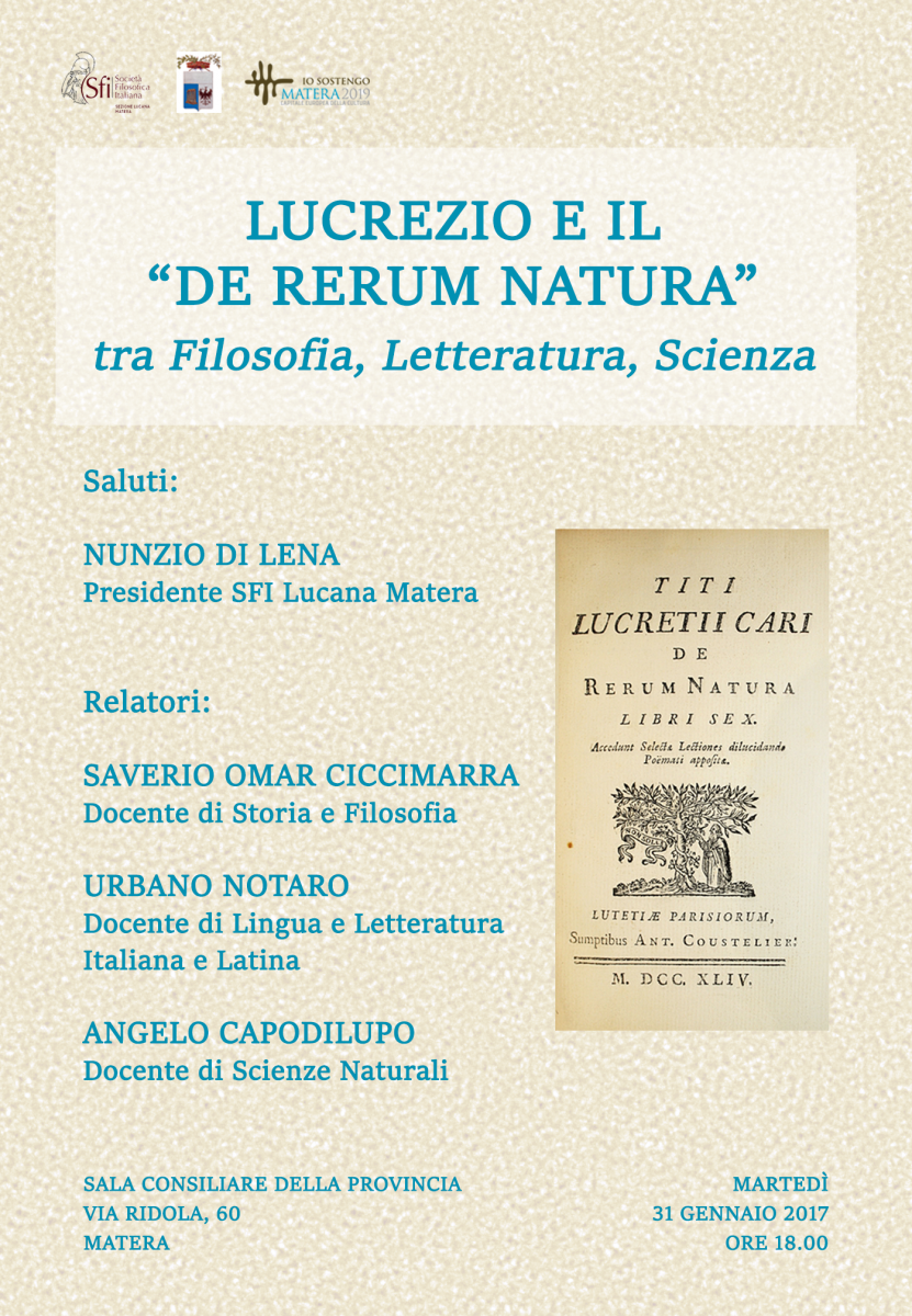 Sezione Lucana - Matera - Convegno: LUCREZIO E IL