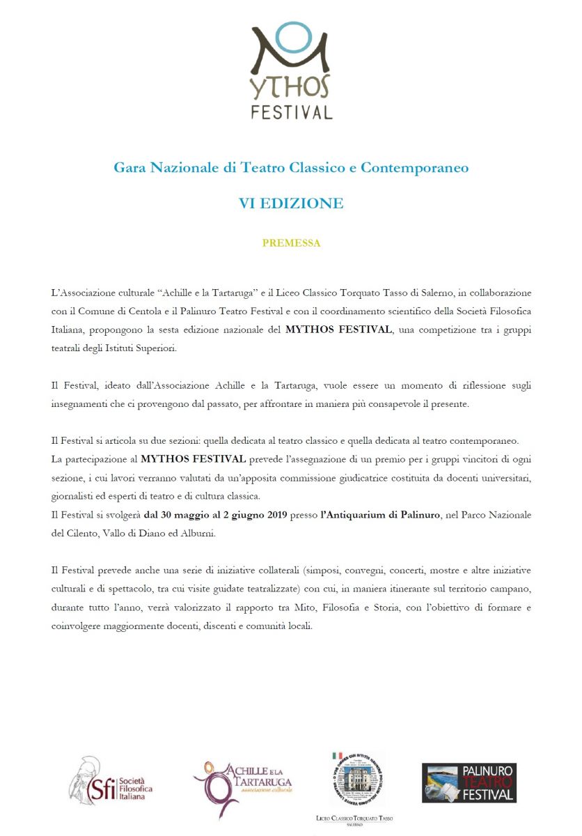 MYTHOS FESTIVAL - Gara Nazionale di Teatro Classico e Contemporaneo - VI EDIZIONE