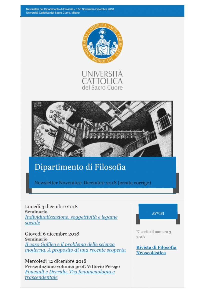 Unicattolica Milano - Newsletter dicembre 2018