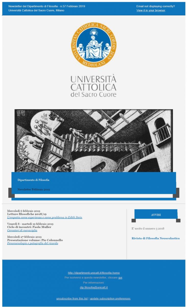 Newsletter Unicattolica febbraio 2019