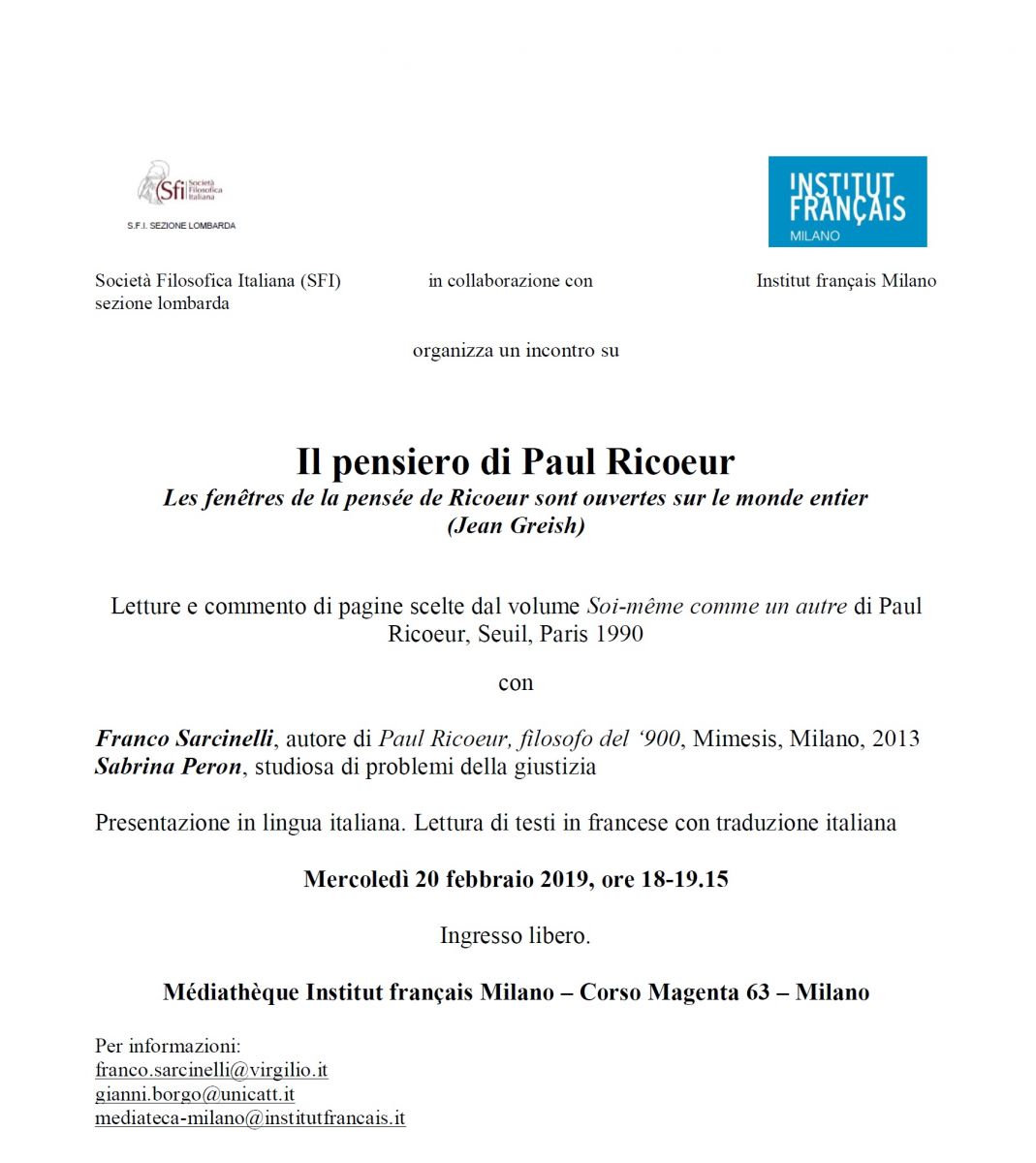 Il pensiero di Paul Ricoeur - Les fen&ecirc;tres de la pens&eacute;e de Ricoeur sont ouvertes sur le monde entier (Jean Greish)
