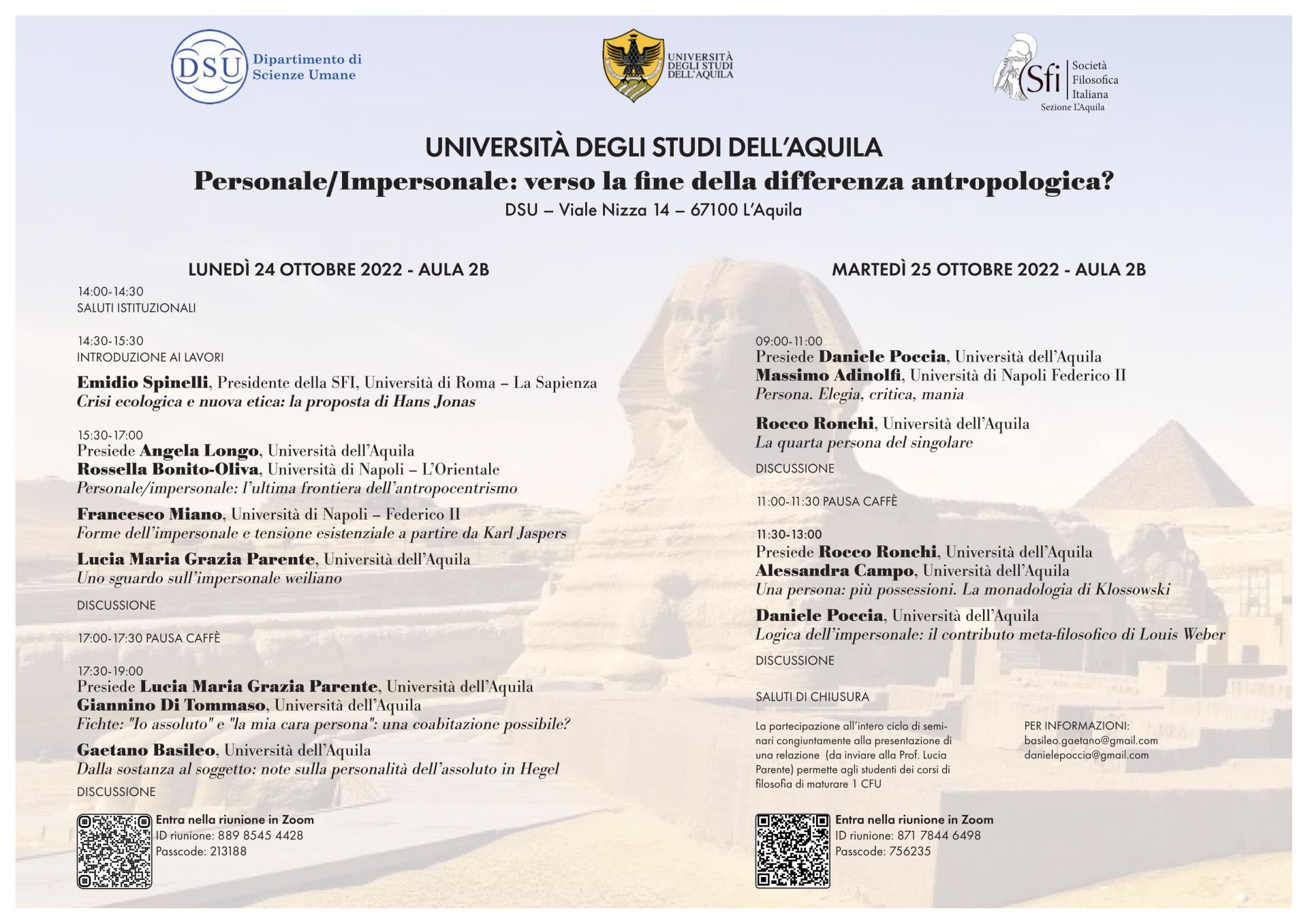 Sezione L'Aquila - Personale/Impersonale: verso la fine della differenza antropologica?