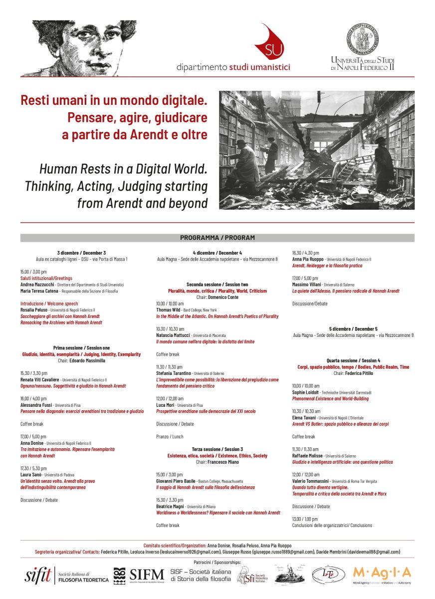 Convegno - Resti umani in un mondo digitale. Pensare, agire, giudicare a partire da Arendt e oltre