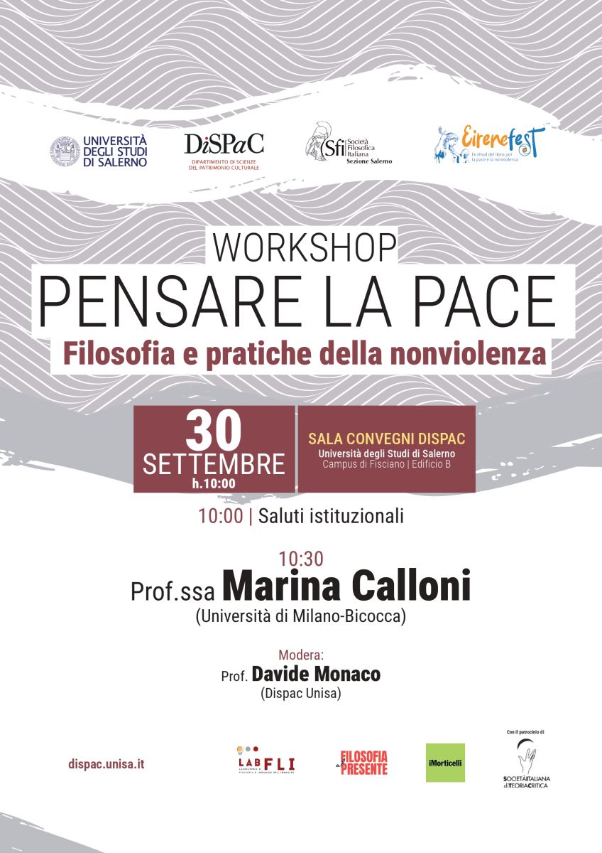SFI Salerno: Workshop "Pensare la pace. Filosofia e pratiche della nonviolenza"
