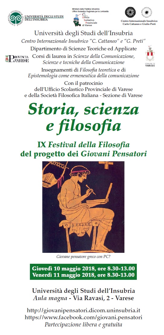 Sezione di Varese: Storia, scienza e filosofia, IX Festival della Filosofia del progetto dei Giovani Pensatori