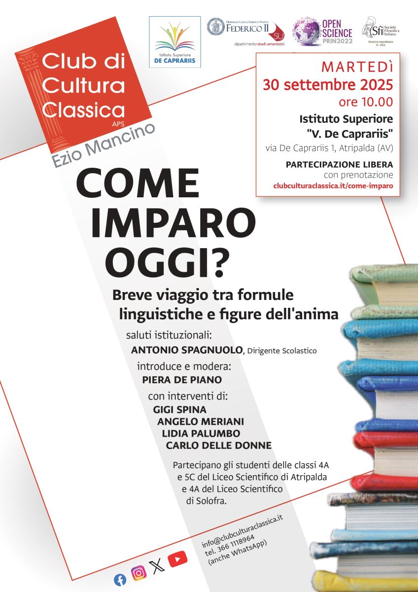 SFI Napoli "Giambattista Vico" e Club di Cultura Classica - Come imparo oggi?: Breve viaggio tra formule linguistiche e figure dell'anima