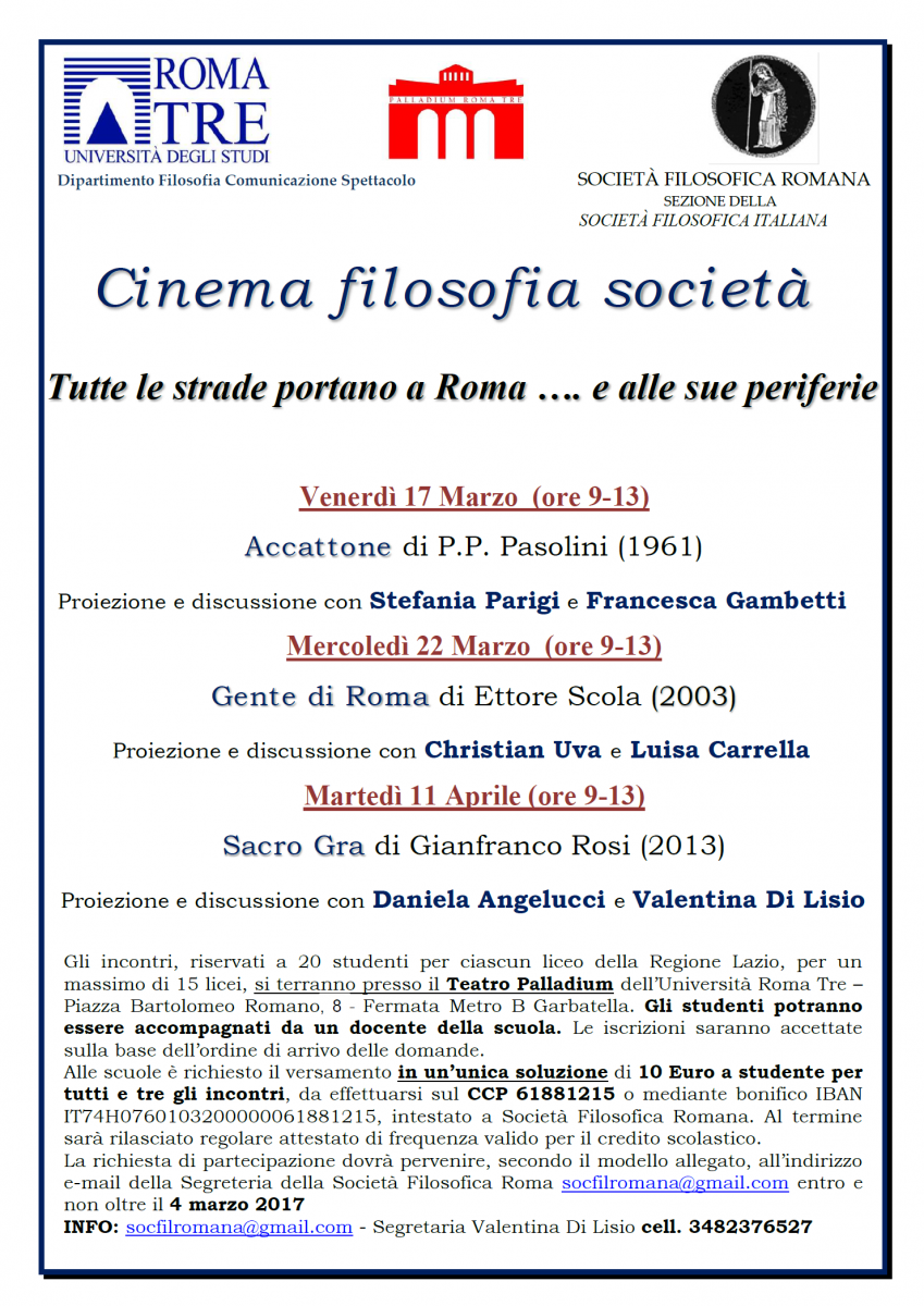 Societ&agrave; Filosofica Romana - Cinema filosofia societ&agrave;