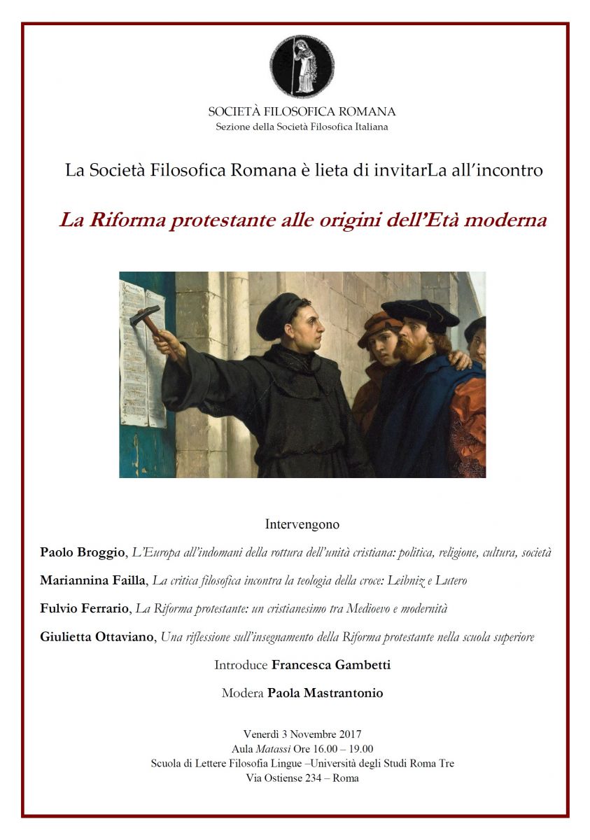Seminario: La Riforma Protestante alle origini dell'Et&agrave; Moderna