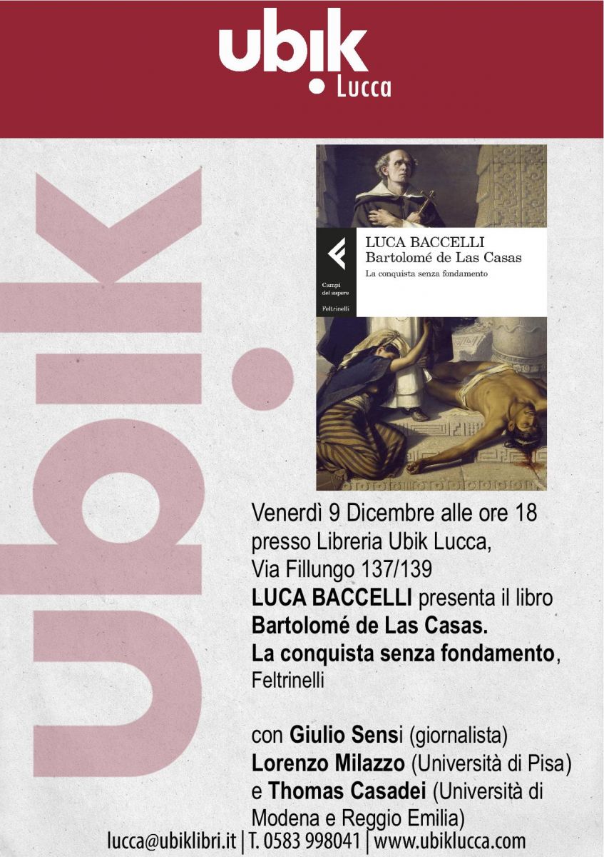 Sezione lucchese - Presentazione del libro Bartolom&eacute; de Las Casas di Luca Baccelli