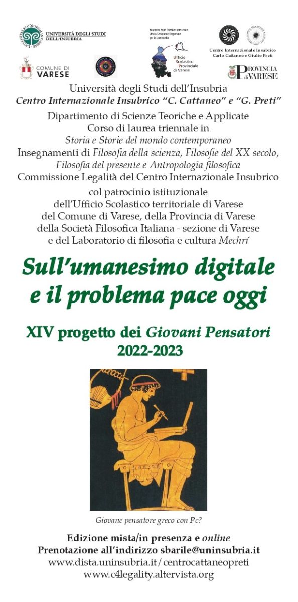 Sezione di Varese - XIV progetto dei Giovani Pensatori 2022-2023: Sull'umanesimo digitale e il problema pace oggi