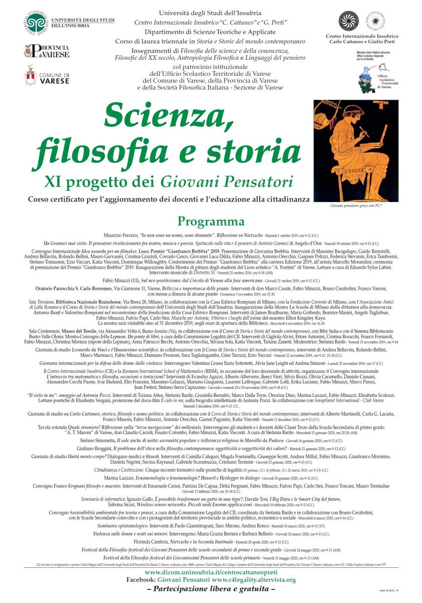 Sezione di Varese: XI progetto dei Giovani Pensatori - Scienza, filosofia e storia