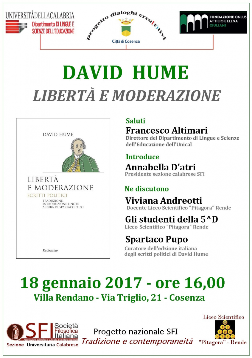 Sezione Universitaria Calabrese - Hume: Libert&agrave; e moderazione