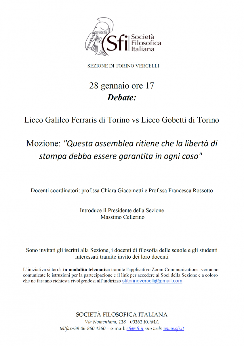 Sezione Torino-Vercelli - Debate: "Questa assemblea ritiene che la libert&agrave; di stampa debba essere garantita in ogni caso"