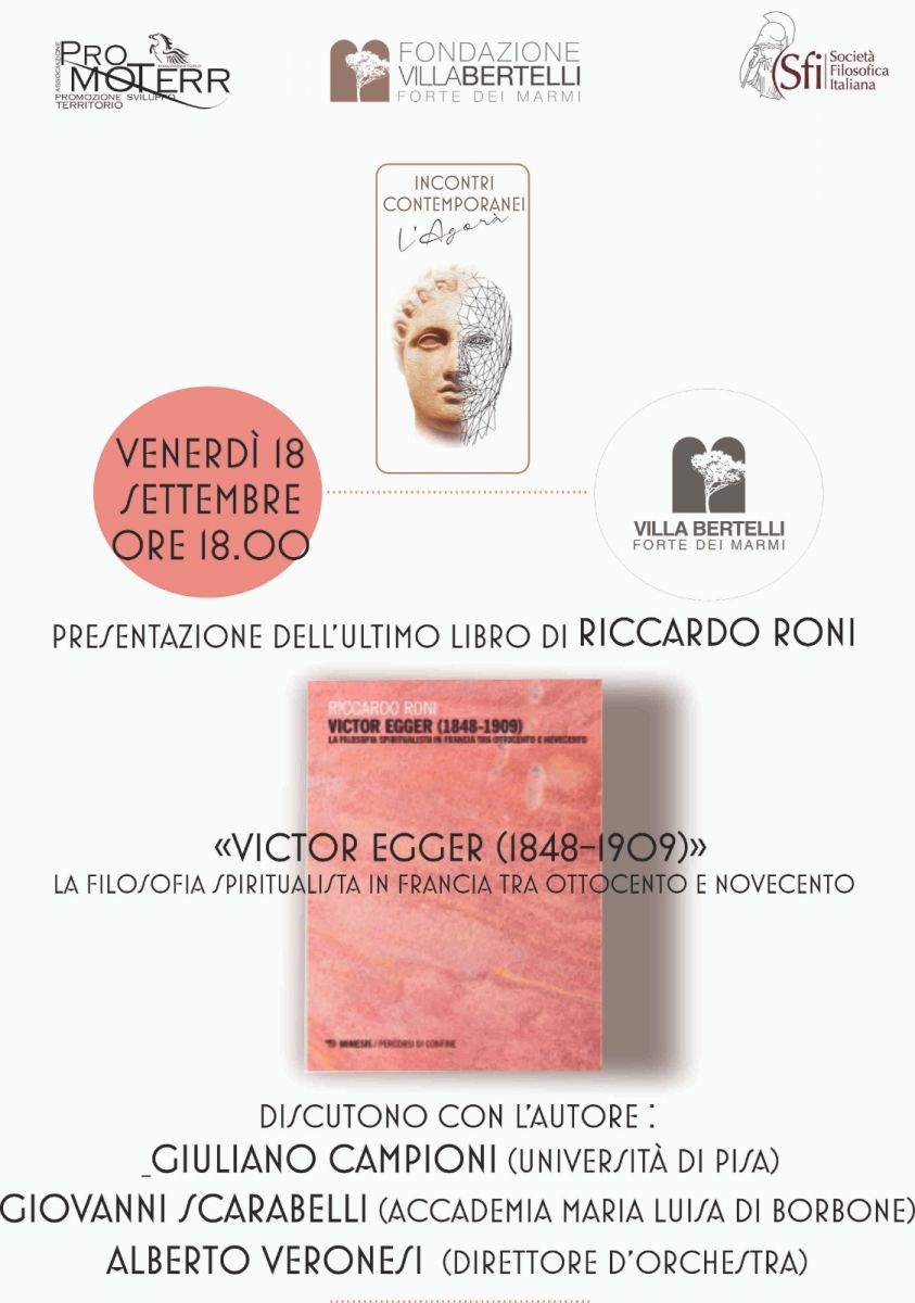 Presentazione del volume "Victor Egger (1848-1909). La filosofia spiritualista in Francia fra Ottocento e Novecento" di Riccardo Roni