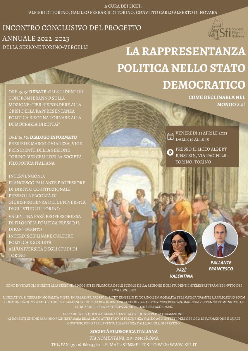 Sezione Torino-Vercelli - La rappresentanza politica nello stato democratico. Come declinarla nel mondo 2.0?