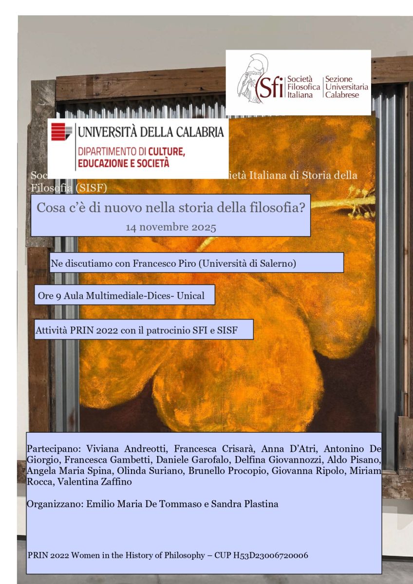 Cosa c'&egrave; di nuovo nella storia della filosofia? (SFI Universitaria Calabrese)