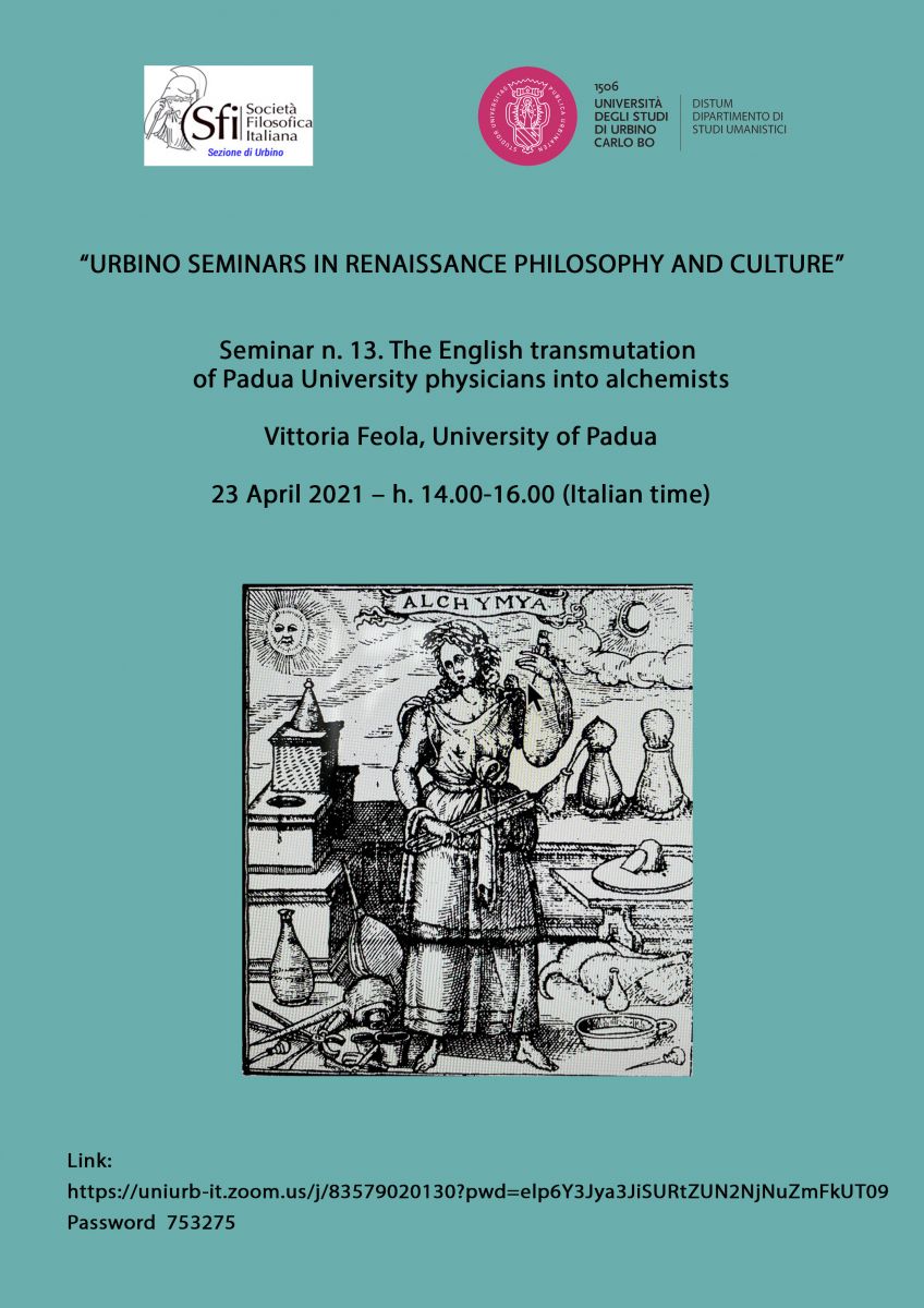 Vittoria Feola: Seminar 13: "The English transmutation of Padua University physicians into alchemists"