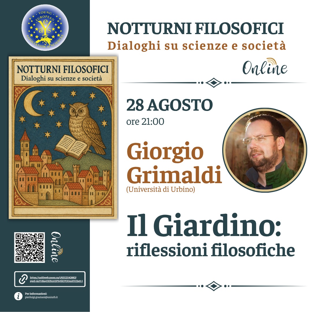 Il socio Giorgio Grimaldi tiene la lezione "Il Giardino: riflessioni filosofiche" per i Notturni filosofici (28 agosto ore 21.00 online)