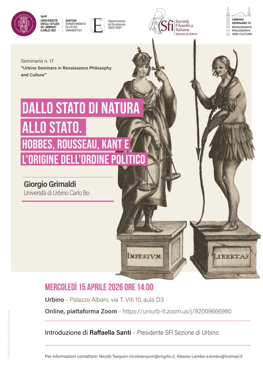 Seminario di Giorgio Grimaldi: "Dallo stato di natura allo Stato. Hobbes, Rousseau, Kant e l'origine dell'ordine politico"