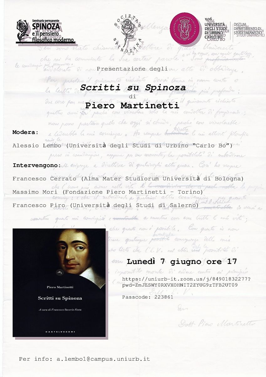 Presentazione degli "Scritti su Spinoza" di Piero Martinetti con il socio Alessio Lembo