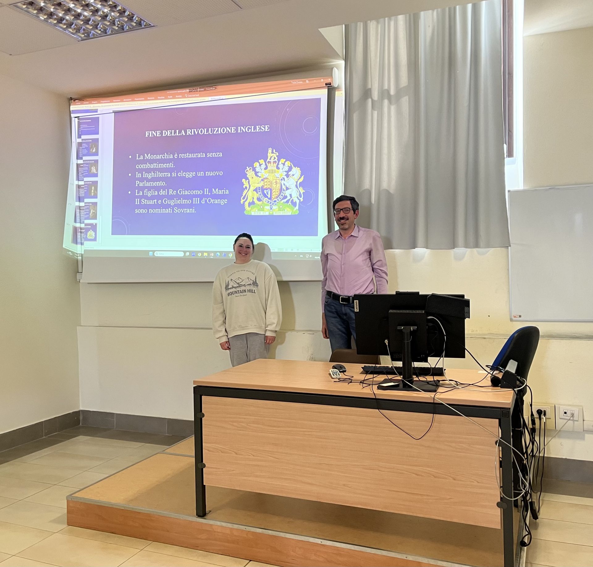 Alberto Gianni e Antonietta Granieri hanno tenuto una lezione sugli aspetti giuridici e giuridico-politici del tardo Rinascimento britannico con focus su Hobbes all'Universit&agrave; di Urbino Carlo Bo (Palazzo Albani, 6 maggio 2026).