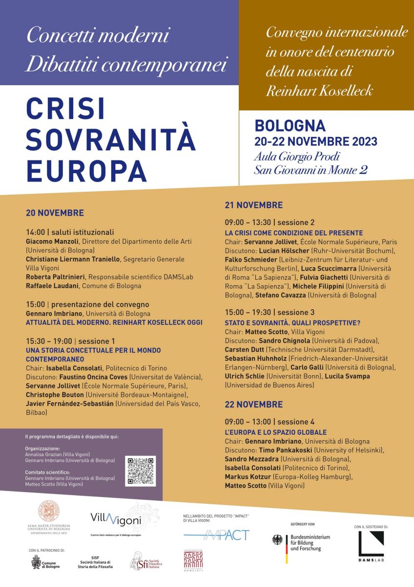 CRISI; SOVRANIT&Agrave;, EUROPA &#8210; Convegno Internazionale in onore del centenario della nascita di Reinhart Koselleck