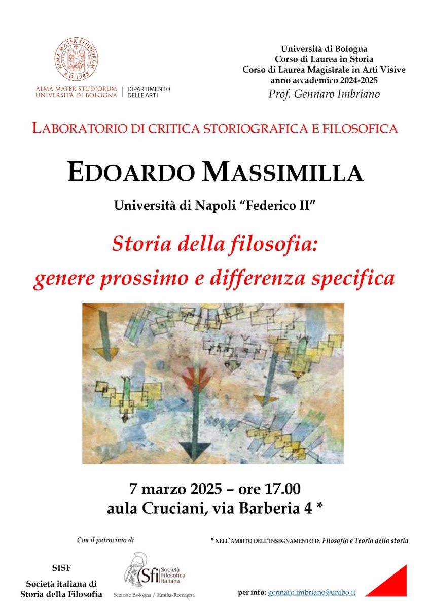 Laboratorio di Critica &#8210; 1. Storia della filosofia: genere prossimo e differenza specifica